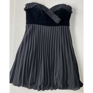 BETSEY JOHNSON Dress Womens Sz 8 Y2K Black Velvet Empire Waist Mini Witchy Goth